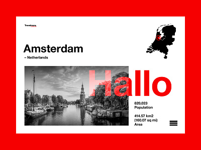 Hallo! amsterdam layout mono photo photography red travel type ui ux web