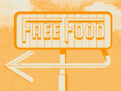 Freefood illustration orange texture type typography
