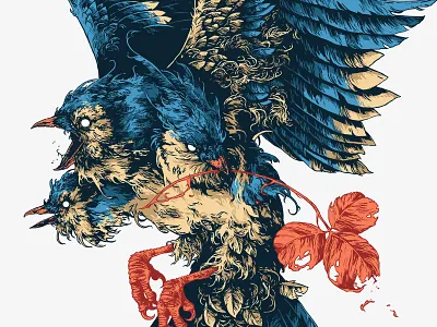 Playing Arts Special Edition / 3 of Clubs bird feathers further up graphic illustration ivan belikov jay playingarts playingcards