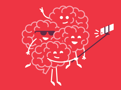 Brain Selfie brain character icon illustration