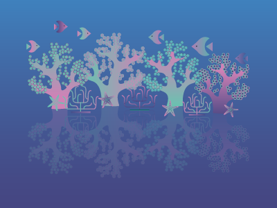 Hello Dribbble! aquatic coral coralreef fish illustration ocean reef sea starfish underwater water