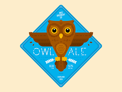 Owl Ale beer label ale beer bird character drink label logo owl scotland type vector wings