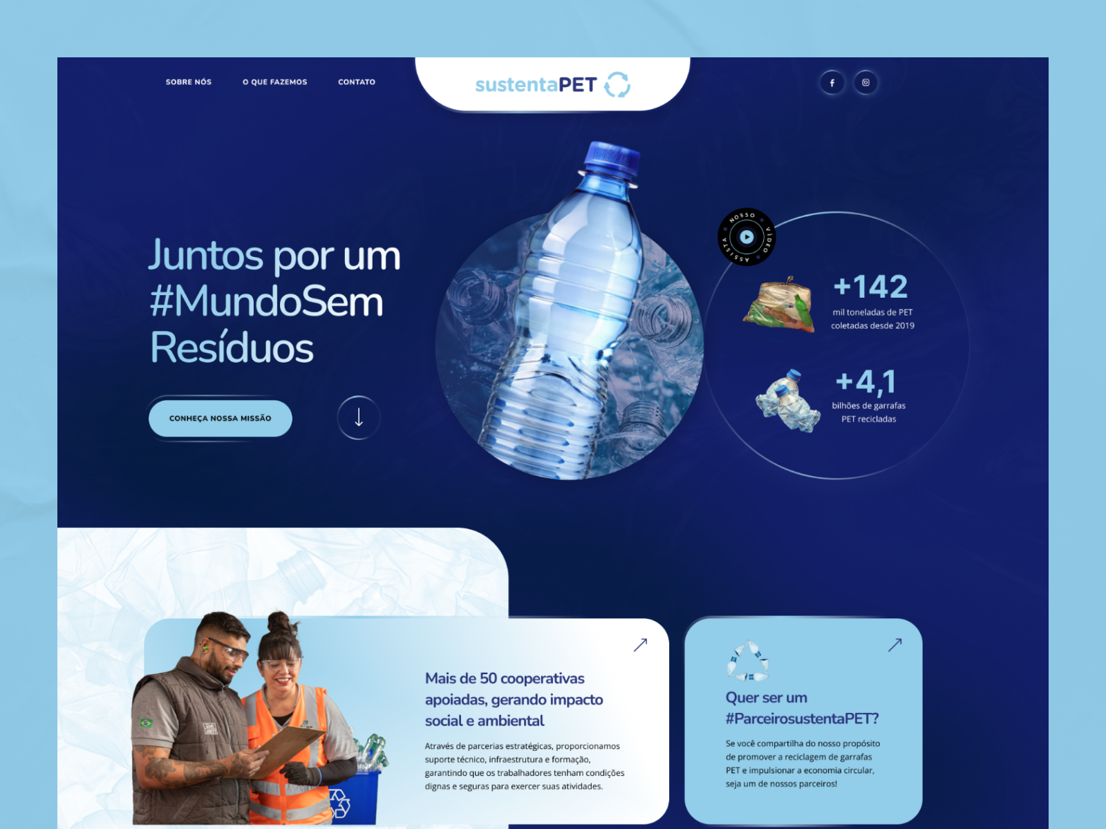 Landing Page sustentaPET design interface product service startup ui ux web website