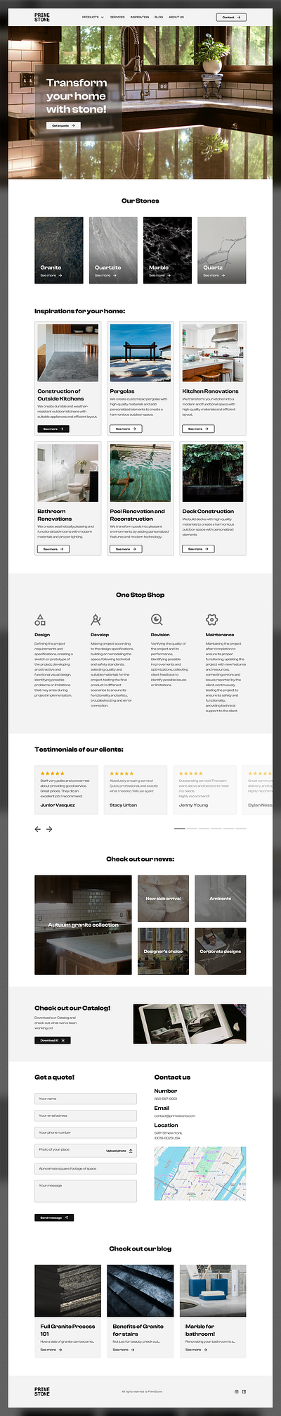 PrimeStone | Web Page UI Design design elegant granite marble minimalist site stone ui web webdesign