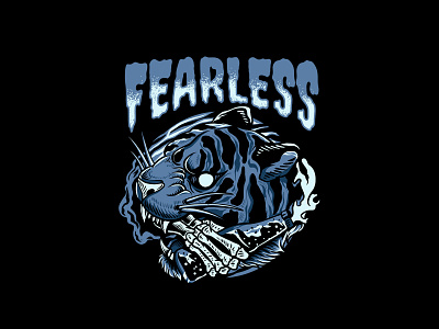 FEARLESS beer branding fearless hand illustration print skull sticker tattoo tiger tshirt vintage wild