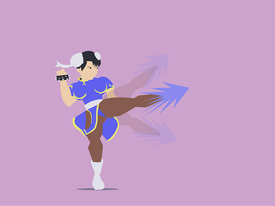 Spinning Bird Kick 2d animation art chunli console flatdesign game graphic illustration streetfighter