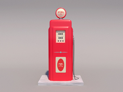 Fuel Up! 3d cement cgi fuel gas gas pump model render retro stylized travel vintage