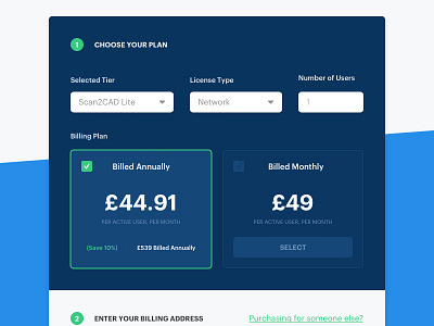 Choose your plan billing design plans pricing page scan2cad ui user experience user interface ux