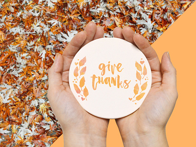 Give Thanks advertising contemporary fall home goods illustration lettering orange product design rustic thanksgiving