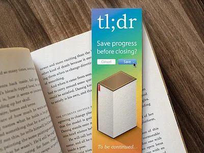 Bookmark book bookmark mark print reading save tldr to be continued