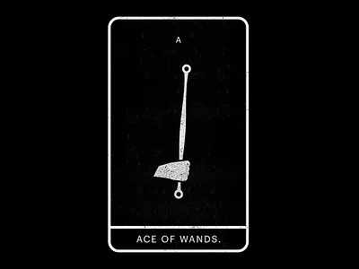 Ace of Wands. ace black grip hand minimal royal tarot wands white