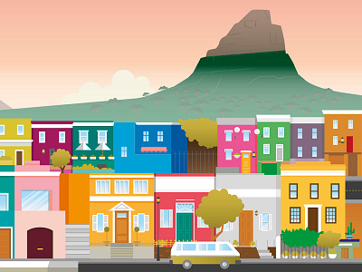 Bo Kaap architecture bo kaap buildings cape town lions head sunset taxi travel