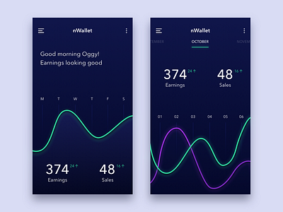 Statistics App app dashboard data glow graph interface ios ios7 iphone statistics stats ui