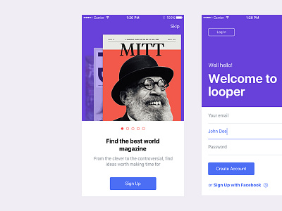 Looper fresh kit landing magazine minimal simple ui ux