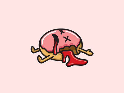 Dead Donut blood bloody cartoon cute daily life dead death donut doughnut enamel pin food eat illustration illustrative jelly strawberry job environment joke fun funny lapel clothing