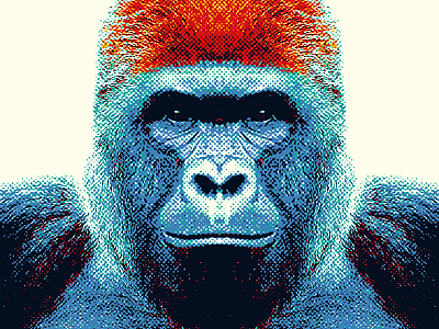 Gorilla - Colorful Animals animal art art print blue color colorful gorilla illustration monkey nature portrait wild