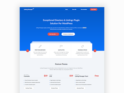 Listing Manager clean design landing plugin ui web website wordpress