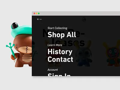 Kidrobot Concept - Menu Overlay animation kidrobot menu ui ux web website