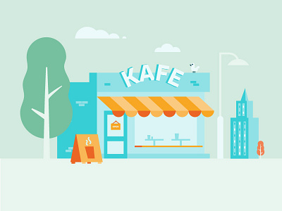 Café building café coffee flat illustration shop vector