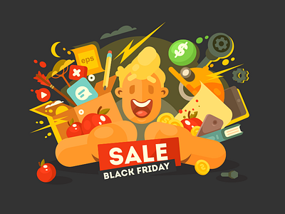 Black Friday Sale black friday character discount flat illustration kit8 sale vector