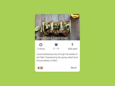 Event Card card events food talk hover icons material minimal ui