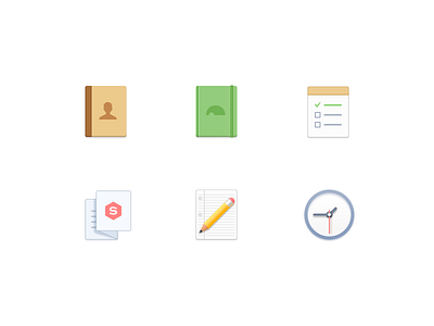 Function Icons book clock icons note pen todo