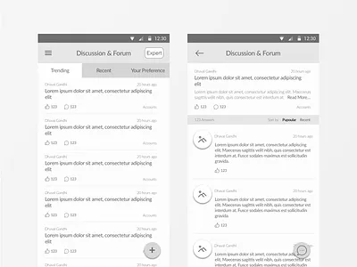 Discussion & Forum (CA Planner Android App) android app best chartered accounts design discussion forum india planner student ux wireframe