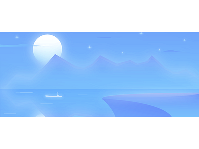 Dream River Scene color dream gradient landscape moon mountain