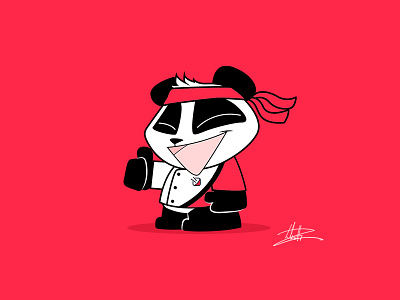 Yaky Panda bear cartoon character cute design illustration japan japanese manga mascot panda red