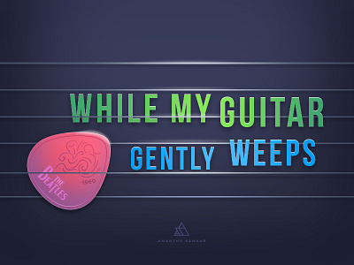 While My Guitar gently Weeps guitar illustration thebeatles