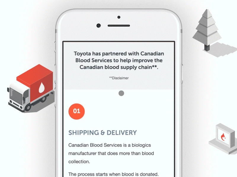 Toyota & Canadian Blood Services Process animation automotive illustrations mobile toyota uiux