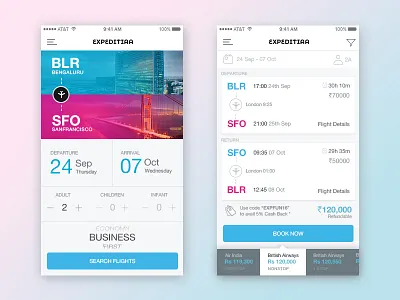 Flight booking app Interaction Design app booking design flight interaction interface mobile tickets travel ui ux