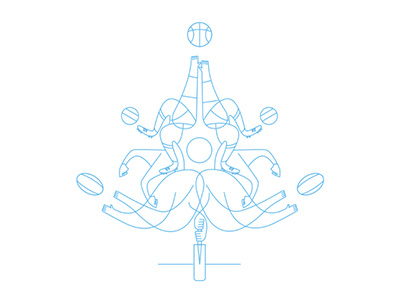 Christmas Illustration basketball christmas cricket football illustration line mono rugby sports vector