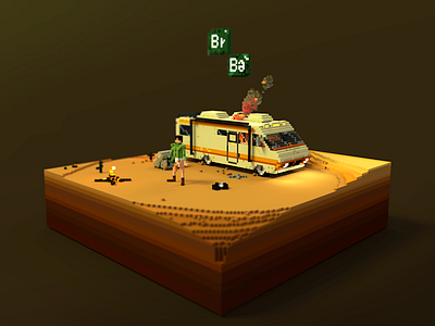 Breaking Bad Season desert，car，aztek，walter white，voxels，magicavoxel