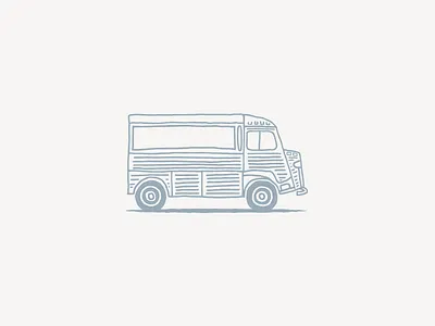 H Van citroen food h illustration line street street food truck van