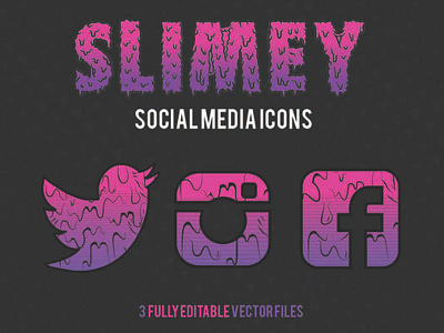 Slimey Social Media Icons drippy facebook grime illustration instagram slime slimey social media trippy twitter