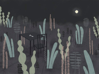 Yesterday at 3:33 black cat chair digitalillustration illustration key moon night photoshop plants table