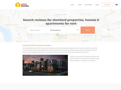 Dontrentme Search Page clean design dontrentme flat homepage map marionserenio minimalist ui ux