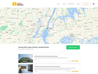 Dontrentme Suburb Page clean design dontrentme flat homepage map marionserenio minimalist ui ux