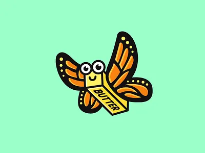 Butter-Fly beauty beautiful butter fly butterfly pun cartoon cute enamel pin food eat illustration logo job environment joke fun funny lapel clothing wing wings word play