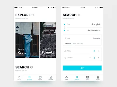 Explore screen app explore ios mobile travel
