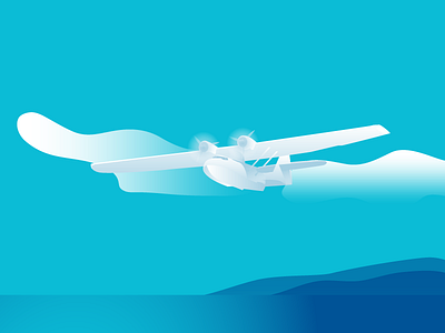 Aquaplane air colors concept contrast design flat gradient graphic illustration plane sky vector