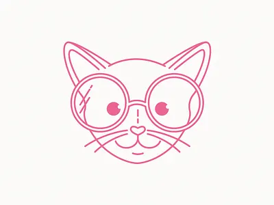 Yaz. animal cat glasses illustration illustrator kitten lines madebyborn vector