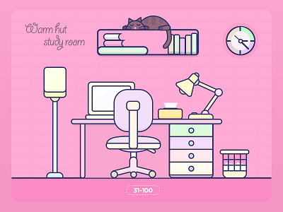 Warm hut - study room icon illustrations room study room warm