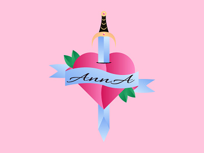 My Love <3 art badge design heart illustration logo sword