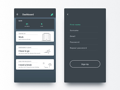 Notify UI app dark sign up ui user interface work