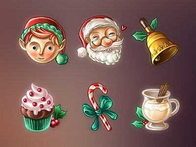 Christmas Stickers bell candy cane christmas cupcake eggnog elf holidays imessage jolly santa stickers