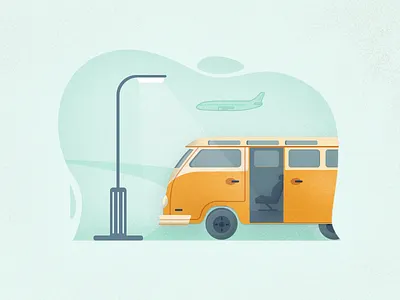 #Banner02# airport bus green icon illustration light plane