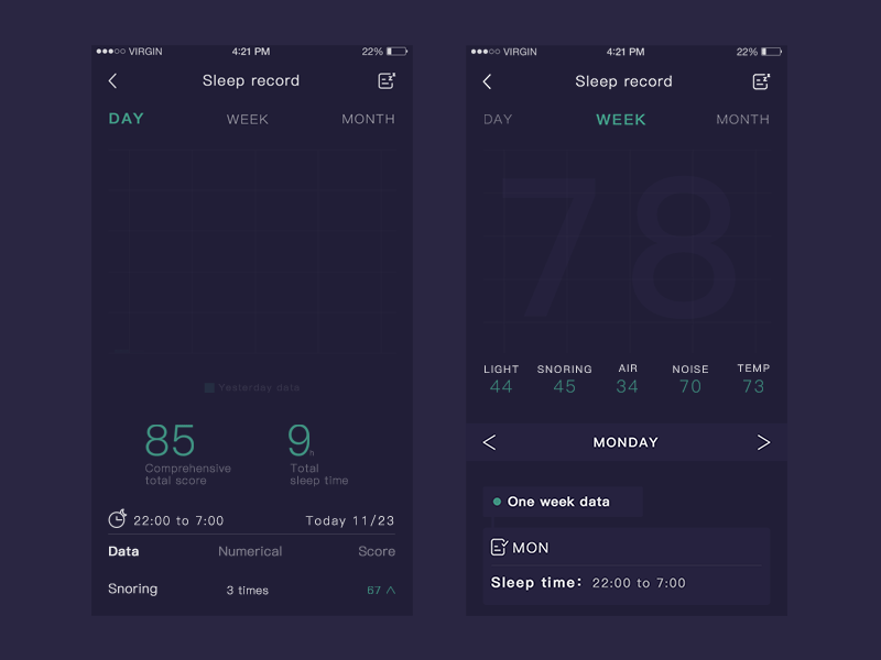 GNIGHT data ios sleep ui