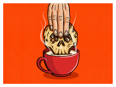 Carbs Calories & Caffine art coffee cookie death illustration skull